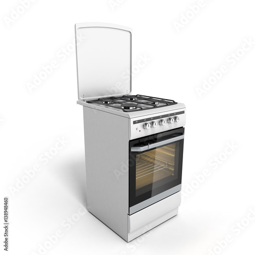 gas stove 3d render isolated on a white background