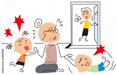 孫をおばあさんに預けるママ