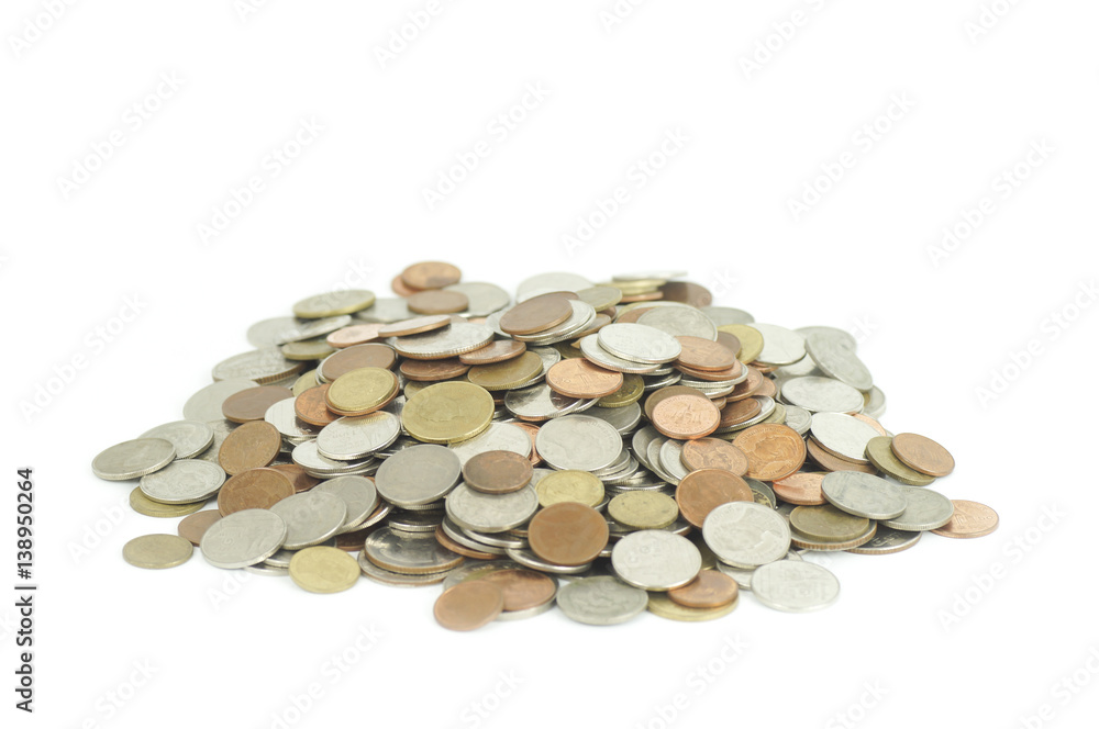 pile of money coins isolated on white background pile of money coins isolated on white background