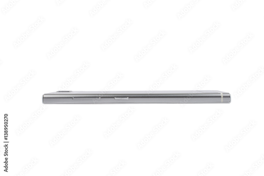 White modern smartphone lies on the surface, isolated on white background. Elements. White modern smartphone lies on the surface, isolated on white background. Elements.