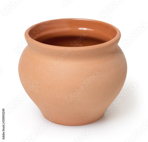 Clay pot isolated on white background with clipping path