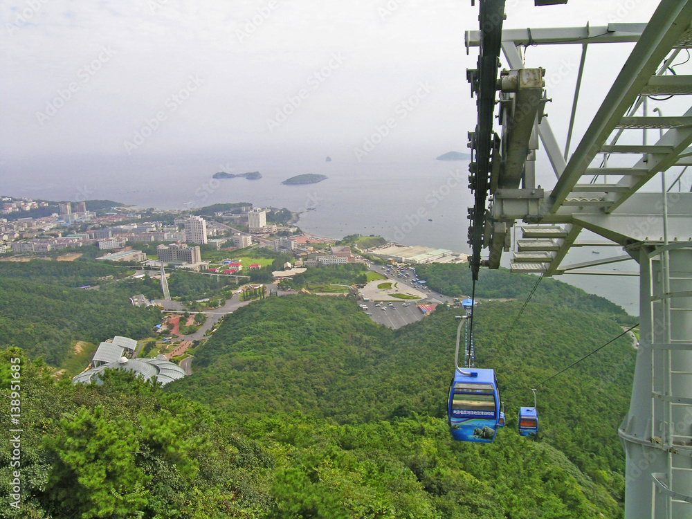 Dalian, China - August, 2007: City view from cable car