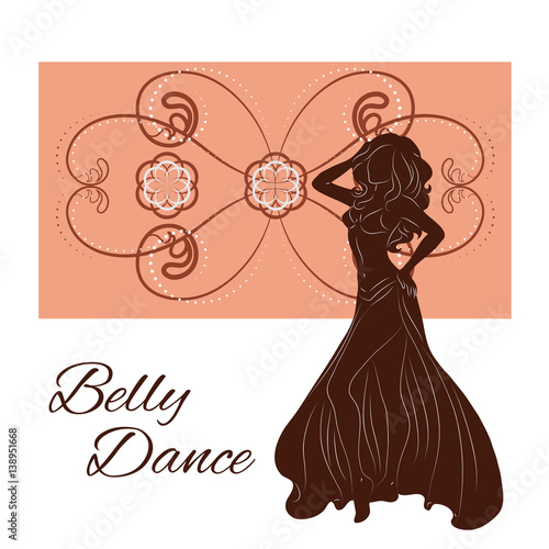 Silhouette of a girl performing a belly dance