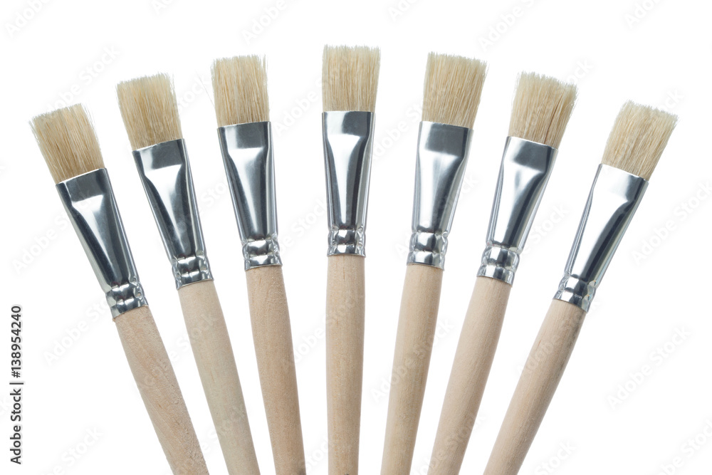 Simple Paint Brushes in Fan shape, simple isolated in white shots Simple Paint Brushes in Fan shape, simple isolated in white shots