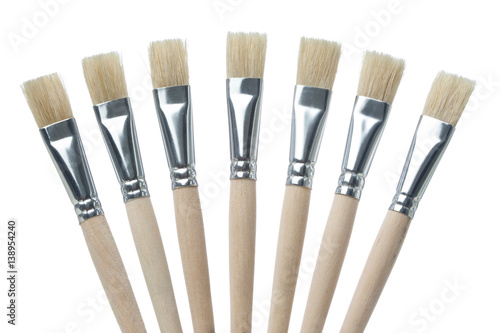 Simple Paint Brushes in Fan shape, simple isolated in white shots