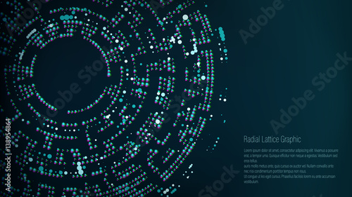 Radial Lattice Graphic Design. Abstract Vector Background. Funnel, Black Hole.