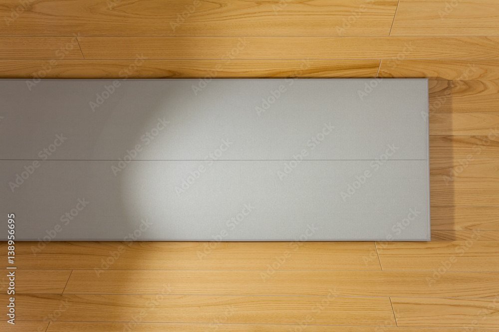 Gray textile banner with light spotlight
