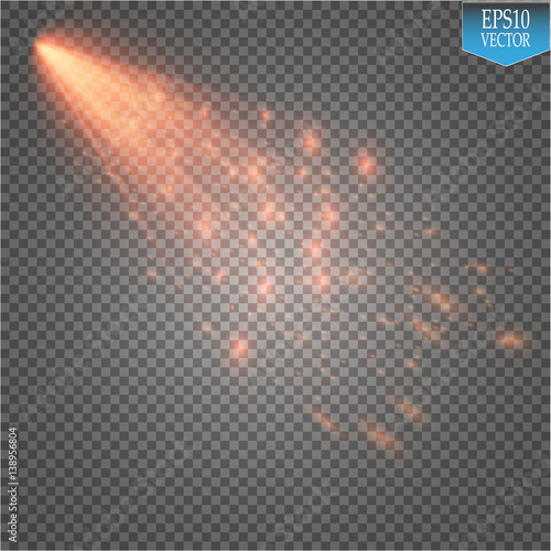 A bright comet with large dust and gas trails isolated. Vector Illustration.

