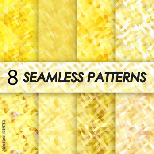 Set of gold seamless patterns
