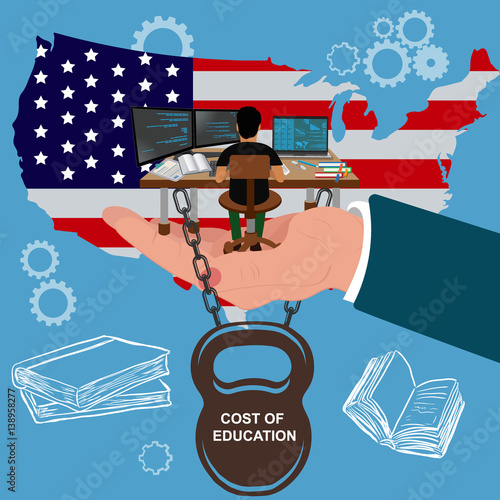 student's debt, education, vector illustration