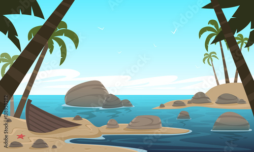 Cartoon Tropical Beach