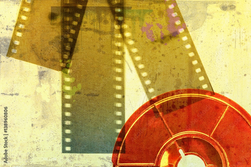 Film strips and reel. Textured effect.