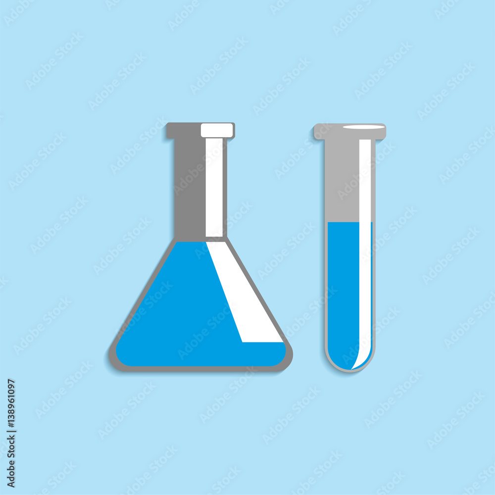 Glass bulb and tube with liquid. Vector icon. Glass bulb and tube with liquid. Vector icon.