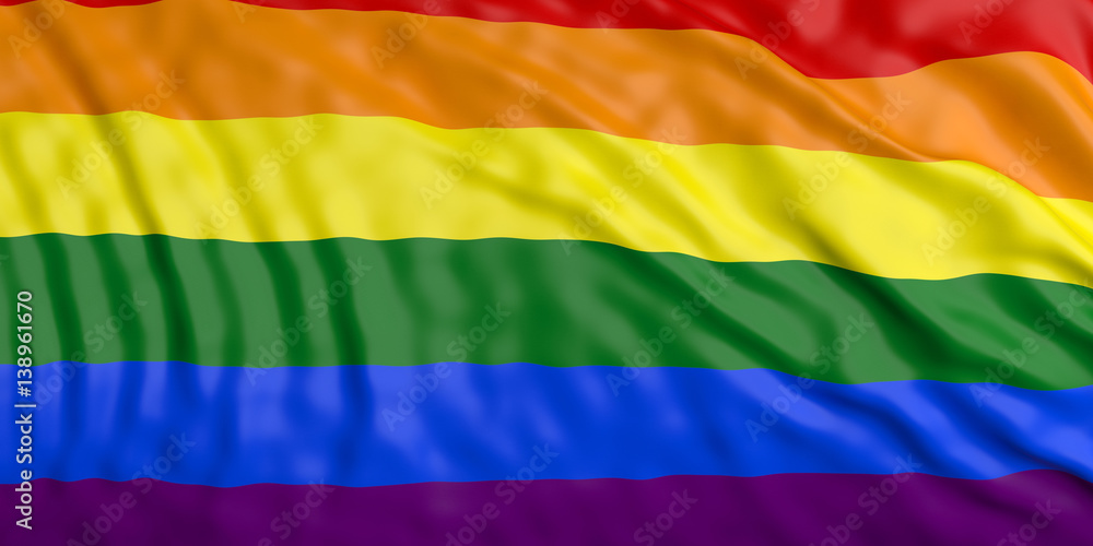Waving gay pride flag. 3d illustration