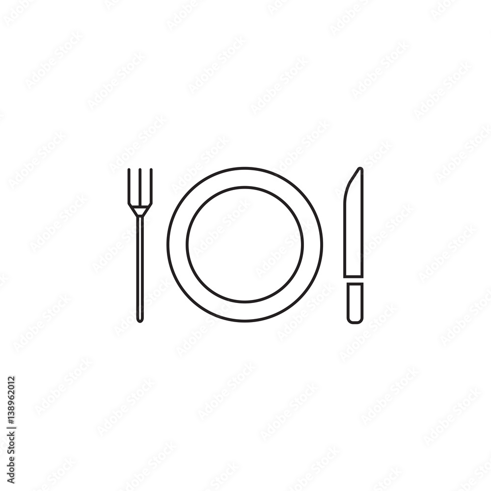 Plate Fork And Knife line icon, dishware outline vector sign, linear pictogram isolated on white. logo illustration Plate Fork And Knife line icon, dishware outline vector sign, linear pictogram isolated on white. logo illustration