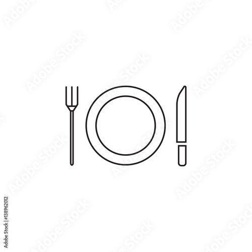 Plate Fork And Knife line icon, dishware outline vector sign, linear pictogram isolated on white. logo illustration