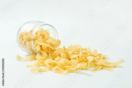 Organic natural pasta - Clean shallow depth image of decorated and arranged assorted pasta
