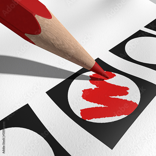 Fototapeta 3D render - verkiezing rood potlood