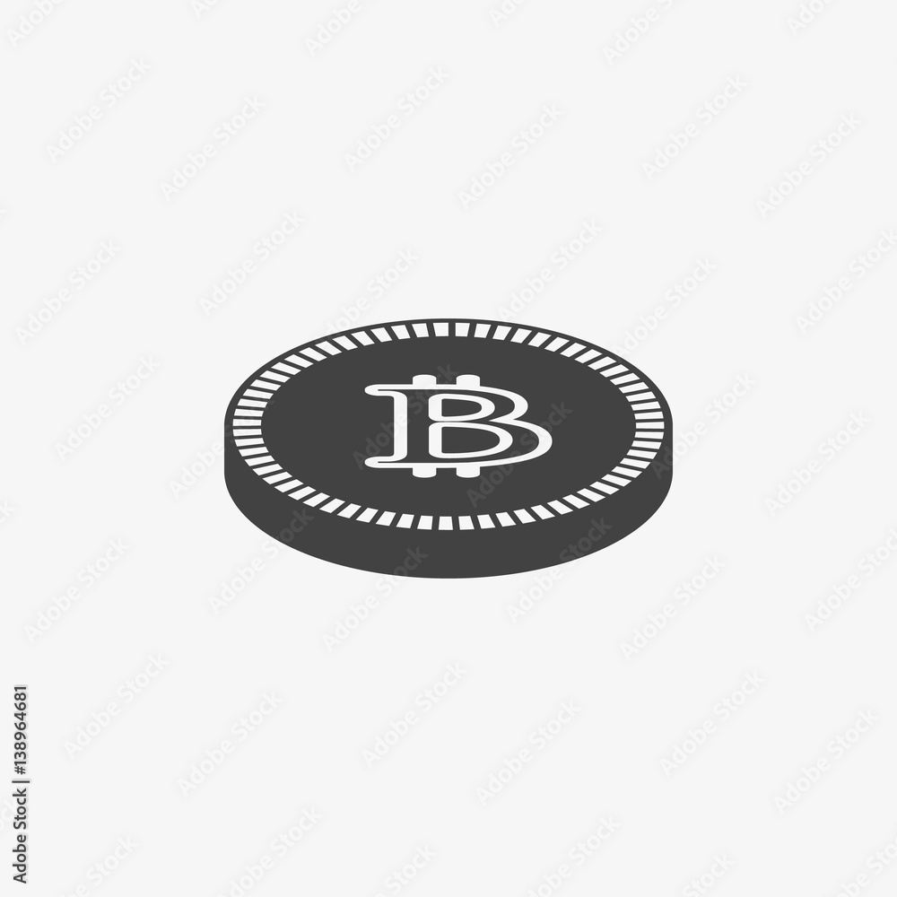Fototapeta premium Bitcoin icon. Vector illustration style is flat iconic symbols, gray color, white background.