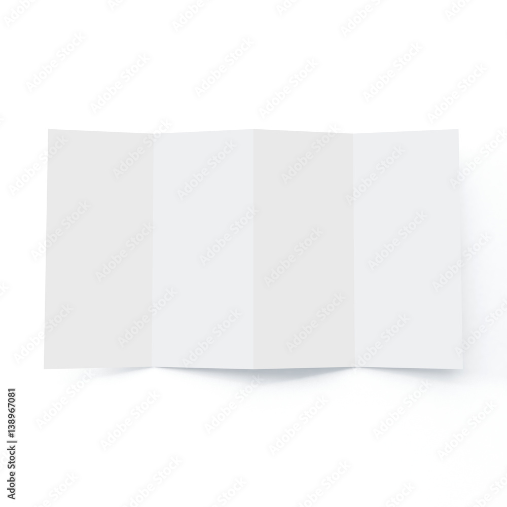 Four Fold Brochure Mock-up, Realistic Rendering of Four Fold Brochure Mock-up on Isolated White Background, 3D Illustration Four Fold Brochure Mock-up, Realistic Rendering of Four Fold Brochure Mock-up on Isolated White Background, 3D Illustration