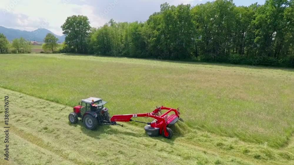 A farmer needs to cut grass on a large field. He is using big agricultural machinery. The grass field is huge.
A farmer needs to cut grass on a large field. He is using big agricultural machinery. The grass field is huge.