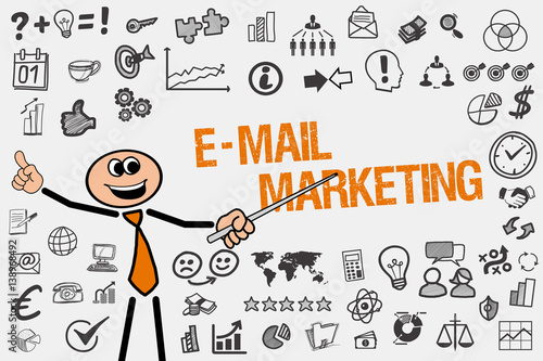 E-Mail Marketing / Mann mit Symbole photo