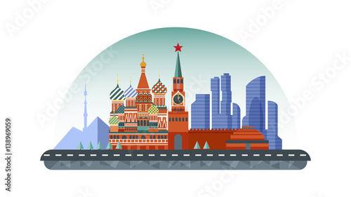 Russia Moscow icon in flat style