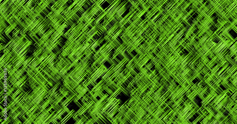 green background with a crisscross mesh pattern 3d illustration