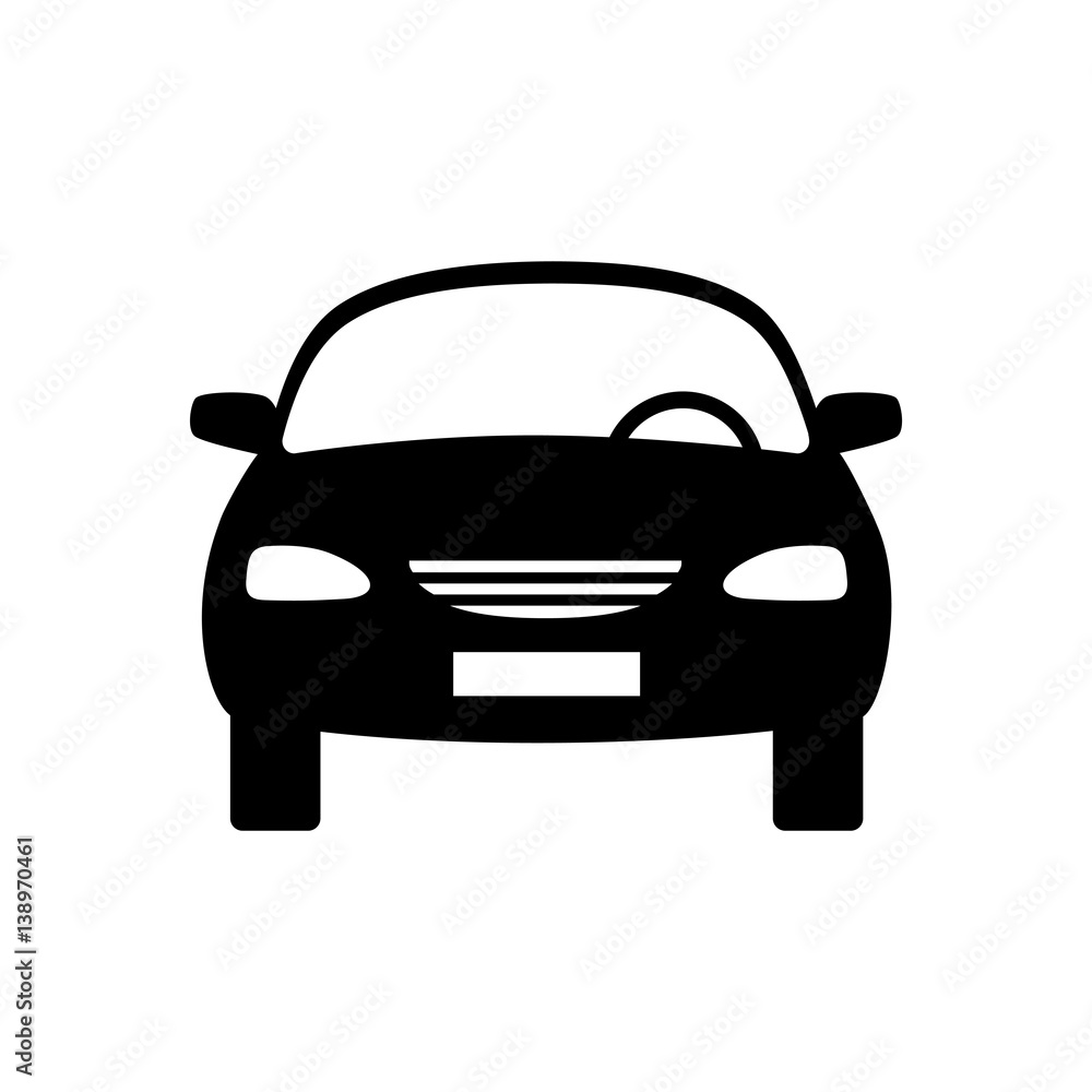 Black car vector icon, isolated object on white background