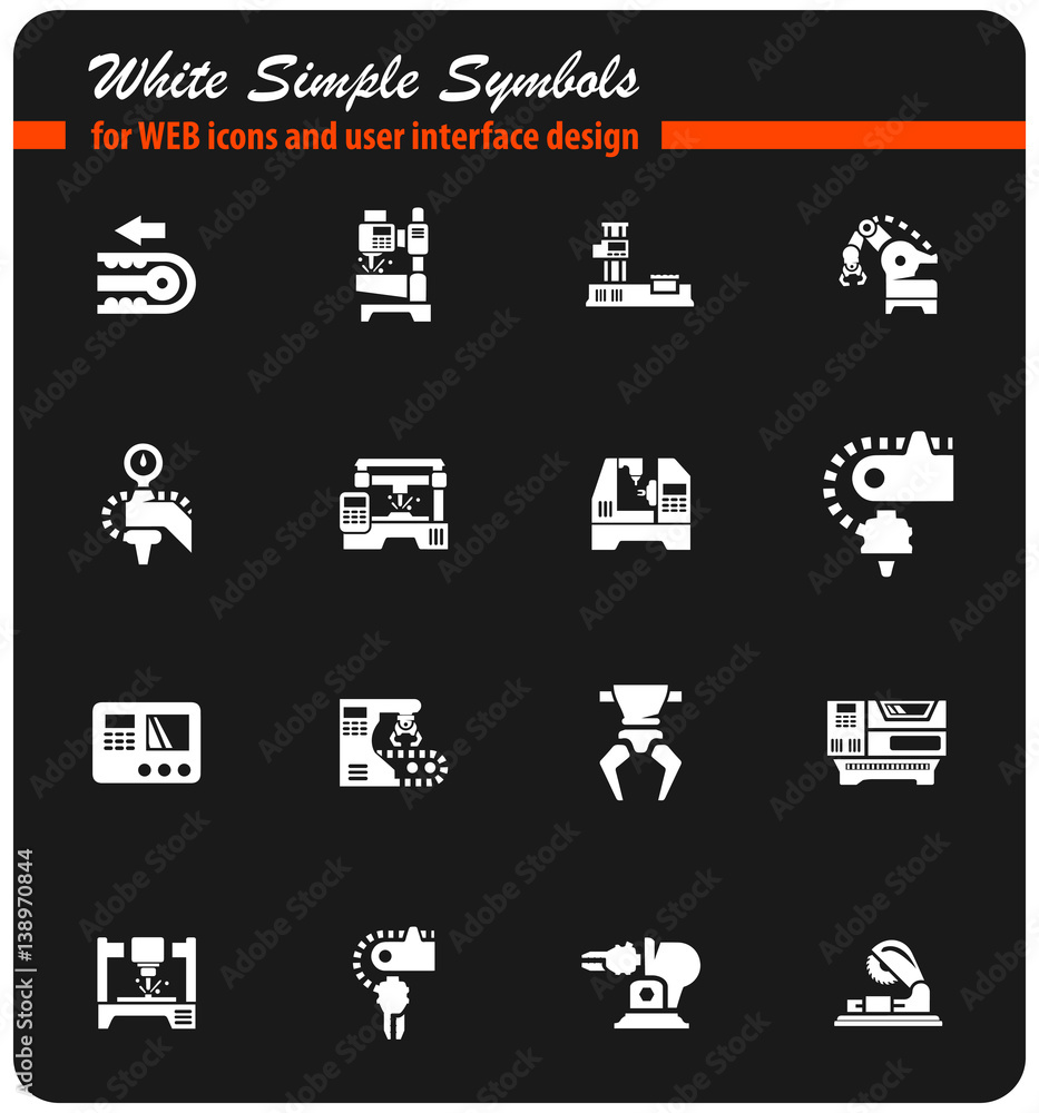 machine tools icon set machine tools icon set