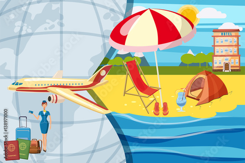 Travel tourism concept, cartoon style