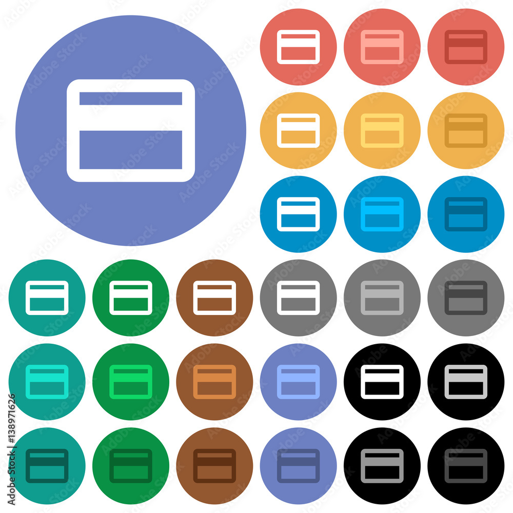 Single credit card round flat multi colored icons Single credit card round flat multi colored icons