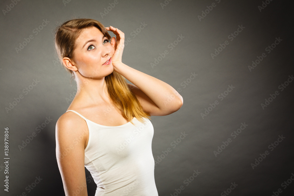 Woman suffering from tooth pain Woman suffering from tooth pain