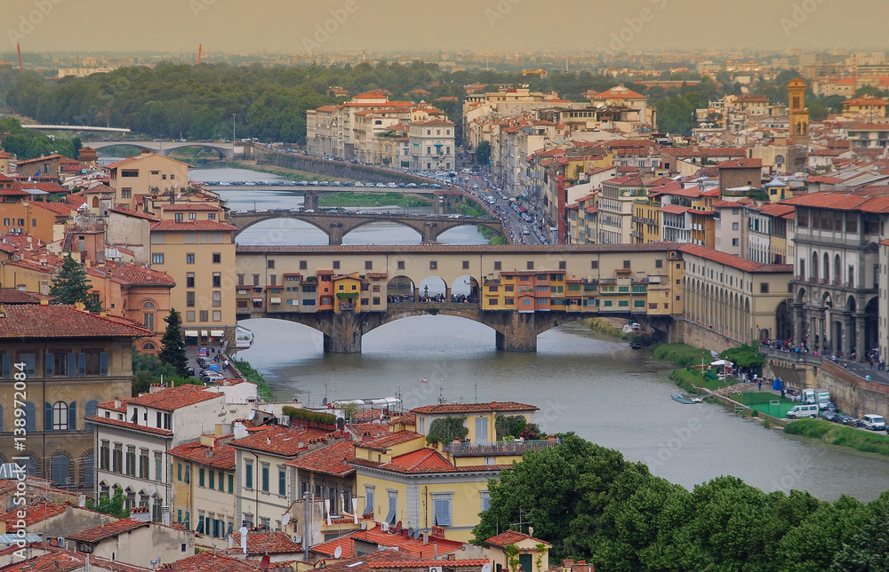 Old Bridge on Arno River in Florence, Italy