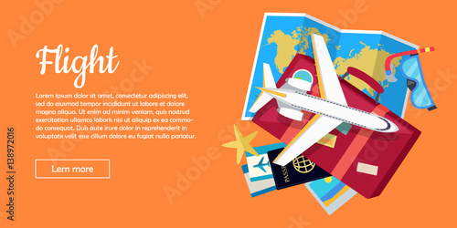 Flight Conceptual Flat Style Vector Web Banner 