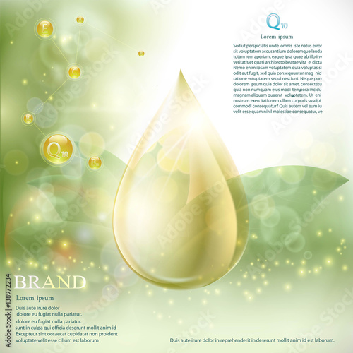 Drop with coenzyme Q10 serum essence. Anti aging skin care colla