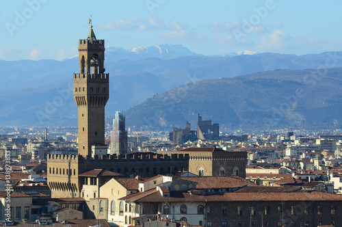 Old Palace in Florence as seen from Piazzale Michelangelo, Italy © Dan74