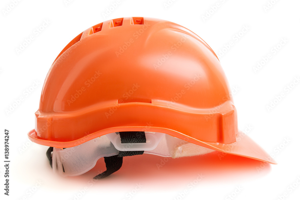 orange construction helmet isolated on white background orange construction helmet isolated on white background