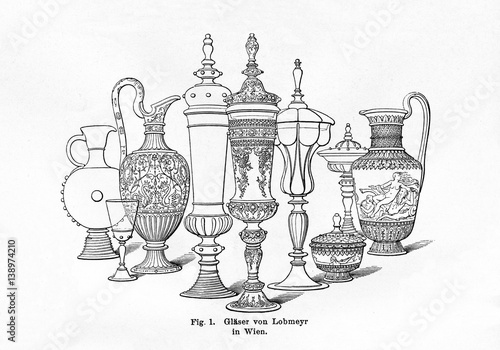 Lobmeyr glassware, Vienna (from Meyers Lexikon, 1895, 7/626/627) photo