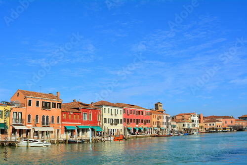 The beautiful island of Murano in Venice with its colorful houses, Italy.