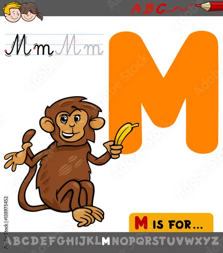 Fototapeta letter m with cartoon monkey