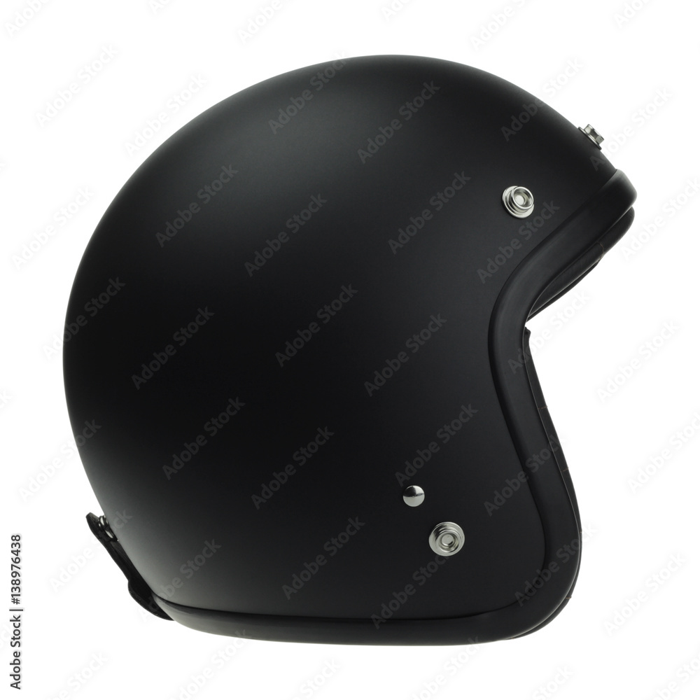 Fototapeta premium Black motorbike classic helmet isolated on white