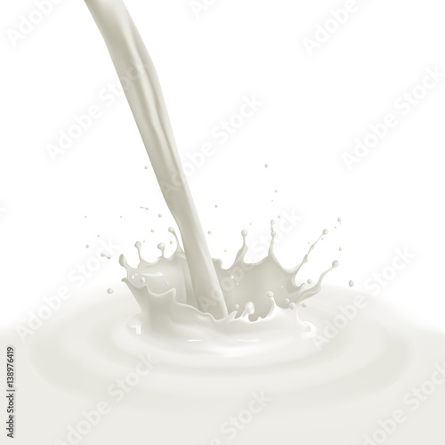 vector pouring milk splash isolated on white background