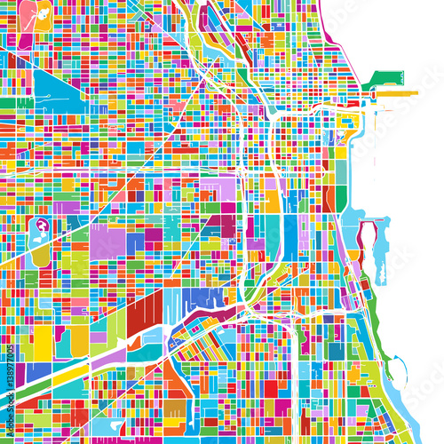 Chicago, USA, Colorful Vector Map