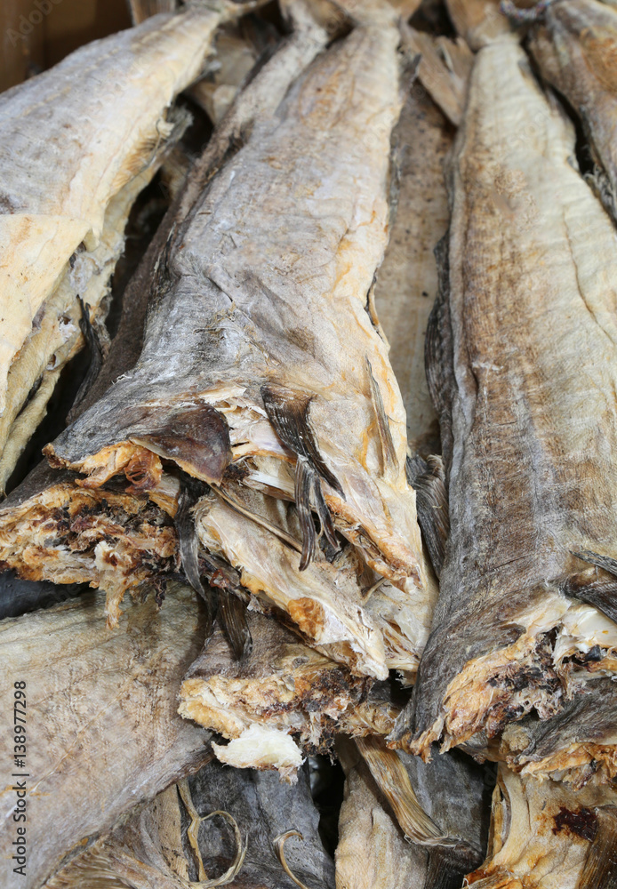 Smoked cod fish Dry for sale in the local market