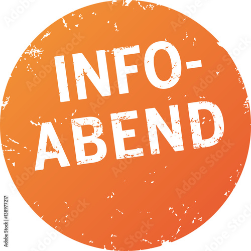 Button zerkratzt Info-Abend orange