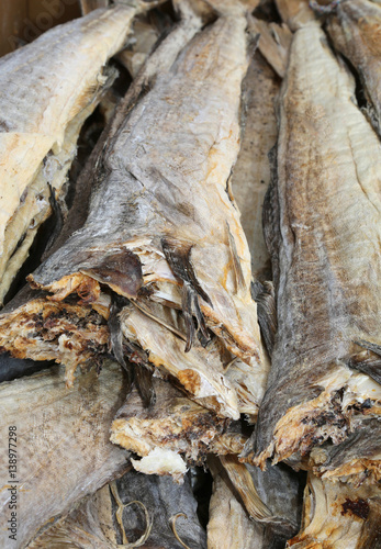 Smoked cod fish Dry for sale in the local market