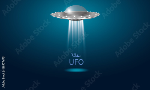 UFO,on a blue background, the iron ship.