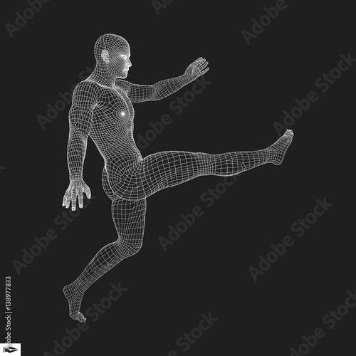 Football player. Sports concept. 3D Model of Man. Sport Symbol. © Login