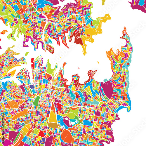 Fotografie, Obraz Sydney Colorful Vector Map